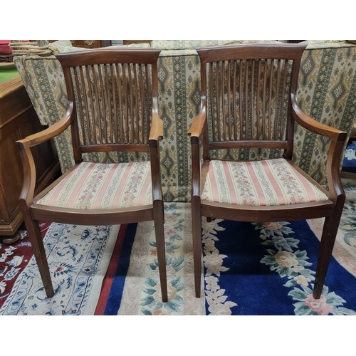 630 - A lovely pair of early 20th Century Mahogany filet back Armchairs with square tapered supports.
W 56... 