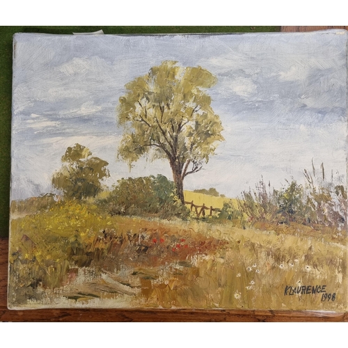 635 - A pair of 20th Century Oils on Canvas of country scenes by K Laurence. Both unframed. 30 x 40 cm app... 