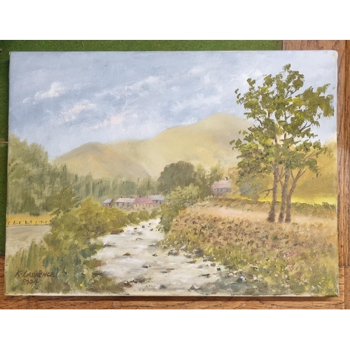 635 - A pair of 20th Century Oils on Canvas of country scenes by K Laurence. Both unframed. 30 x 40 cm app... 