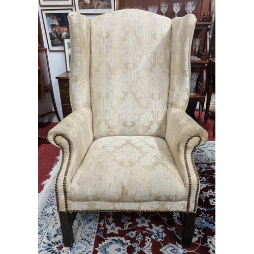 637 - A 20th Century Mahogany showframe Wingback Armchair in classical style. W 78 x SH 41 x BH 117 cm app... 