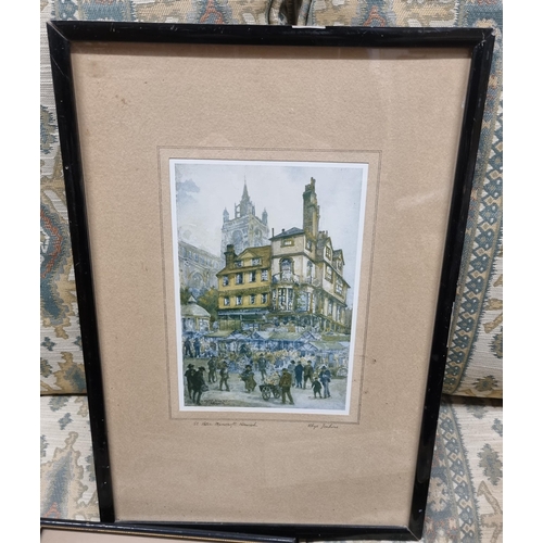 644 - A pair of signed Architectural Etchings along with others.