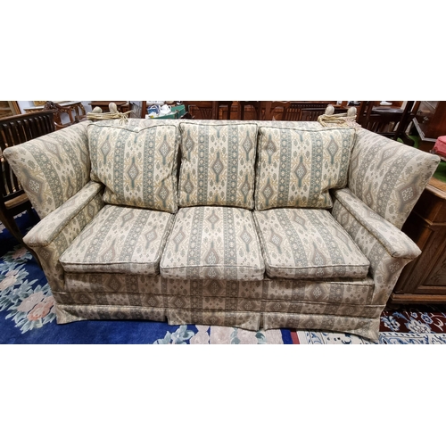 645 - A really good Knoll three seater Settee with fall flap arms. W 183 cm approx.