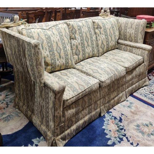 645 - A really good Knoll three seater Settee with fall flap arms. W 183 cm approx.