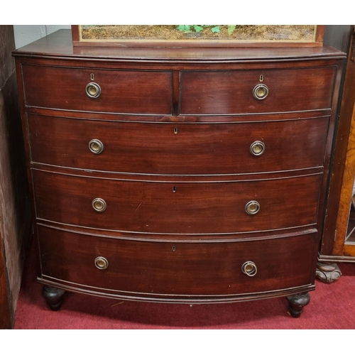 77 - A good 19th Century Mahogany bow front Chest of Drawers. 109 x 56 x H 107 cm approx.