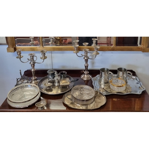 413 - A good quantity of 19th Century and later Silverplate to include three branch Candelabra.