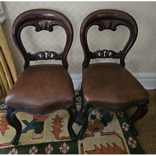 1025 - A pair of very heavy 19th Century balloon back Chairs with highly carved pierced outline on carved c... 