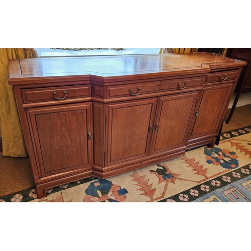 103 - A good Oriental Rosewood four door breakfront low Cabinet. W 167 x D 50 x H 83 cm approx.