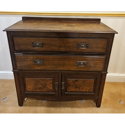 129 - A late 19th Century Walnut bedroom Cabinet with twin panelled base and twin drawer upper. 107 x 51 x... 