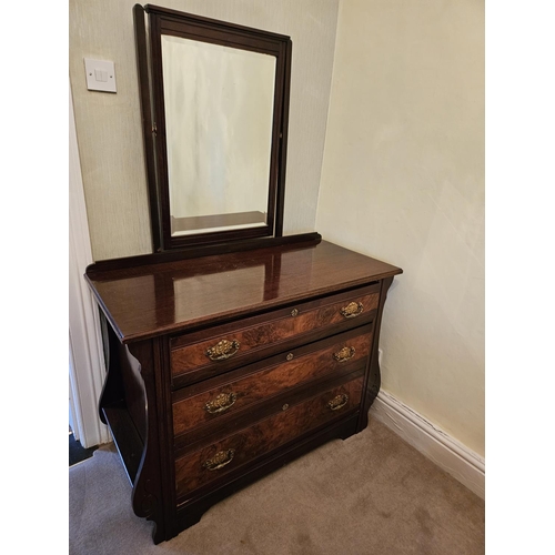 414 - A 19th Century Walnut and veneered three door Chest which converts to a dressing table if required. ... 