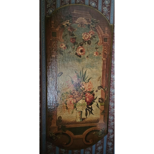 577 - A really good pair of hand painted Timber Panel wall mounts still life of flowers in vases with moul... 