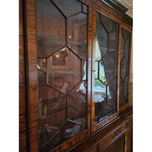 582 - A Magnificent Mahogany four door breakfront Bookcase with frieze drawer moulded centre glazed panel ... 