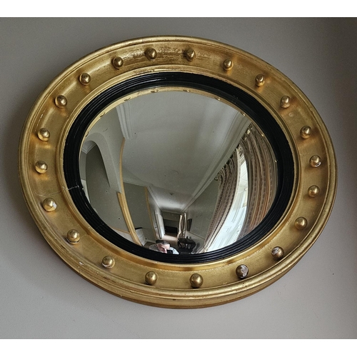 719 - A good early 19th Century Timber and Plaster gilt circular convex Mirror with classical ball design ... 