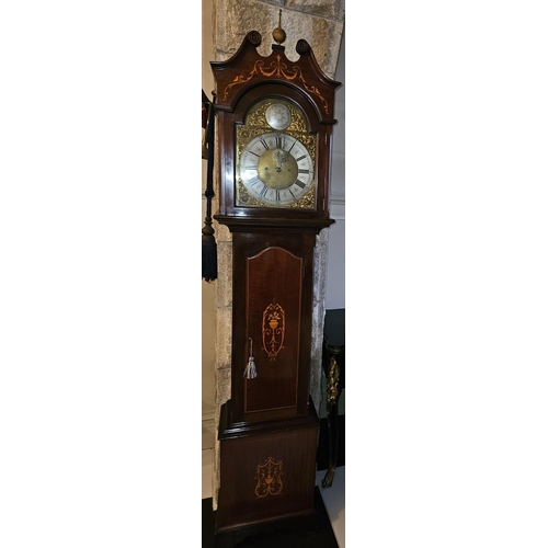 725 - A good 19th Century Mahogany and Inlaid Longcase Clock with architectural pediment top, by Beaver Lt... 