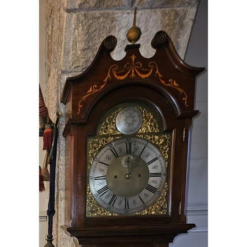 725 - A good 19th Century Mahogany and Inlaid Longcase Clock with architectural pediment top, by Beaver Lt... 