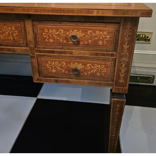 737 - A good Walnut and Inlaid Writing Desk with profusely inlaid outline with a single drawer flanked by ... 