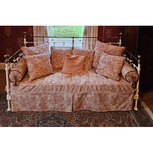 842 - A fantastic Brass and cast Iron Day Bed with classical upholstery. 204 x 82 cm approx.