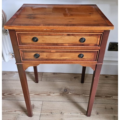 A good pair of modern Yew wood and Veneered two drawer Side Tables on ...