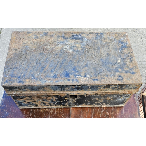 1205 - Two Metal 19th Century deed Boxes.
Largest H 19 x W 38 x D 35 cm approx.