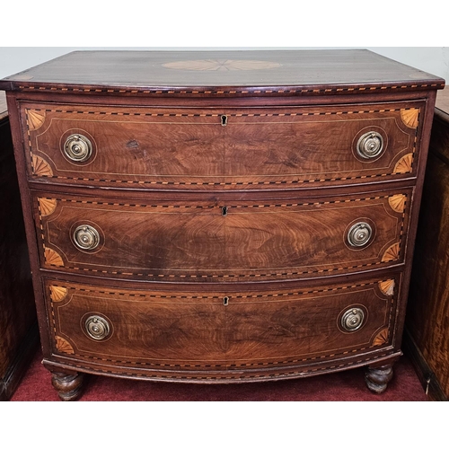 710 - A superb early 19th Century Mahogany and inlaid bow fronted Chest of Drawers with highly inlaid fron... 