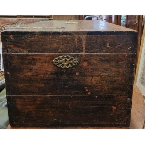 499 - A good 19th Century Hardwood military style Box/Blanket Chest with brass strap hinges. 74 x 43 x H 3... 