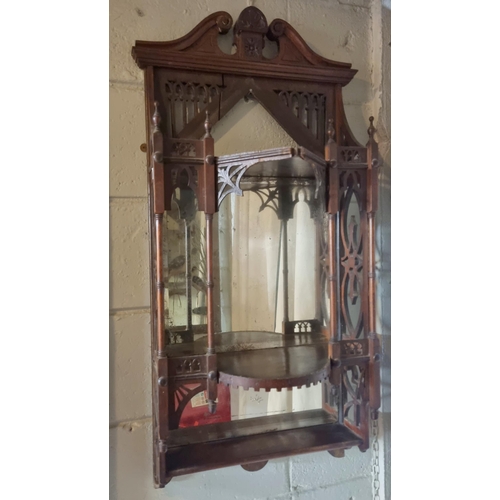 651 - A late 19th early 20th Century Edwardian wall mounted Bracket with mirrored back. W 44 x H 100 cm ap... 