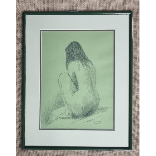 657 - A 20th Century Pencil Drawing of a nude Woman, signed K. Laurence. 39 x 29 cm approx.