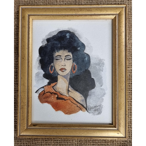 681 - K. Laurence; A 20th Century Watercolour of a Woman. 20 x 15 cm approx.