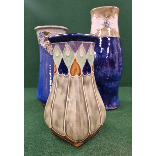 693 - Three 19th Century Royal Doulton salt glaze Vases. Tallest being 24 cm approx.