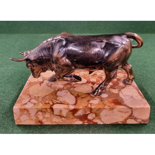 694 - A Bronzed Metal Figure of a bull on a marble plinth base.
H 8 cm approx.