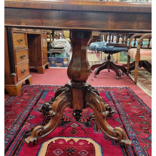 732 - A Fantastic 19th Century Rosewood Foldover Card Table on carved quatrefoil base with octagonal shaft... 