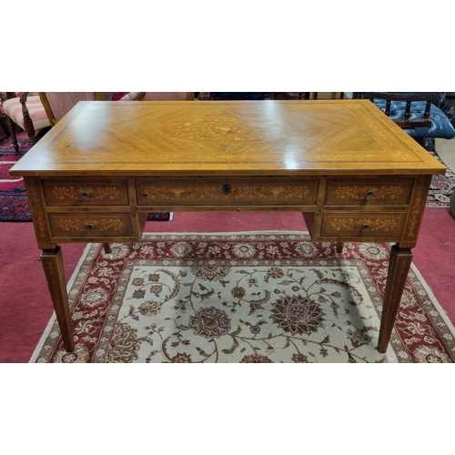 737 - A good Walnut and Inlaid Writing Desk with profusely inlaid outline with a single drawer flanked by ... 