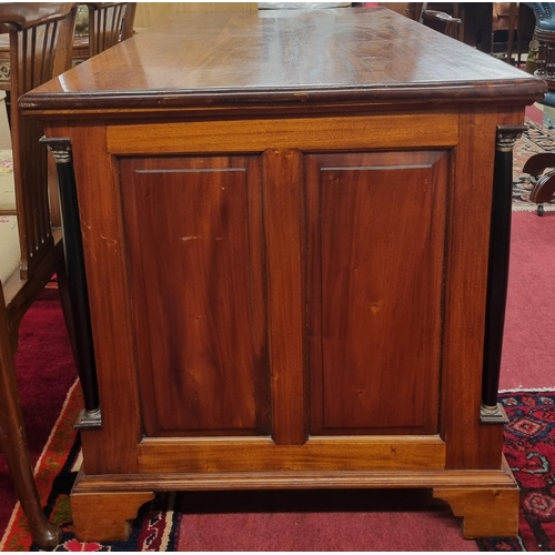 998 - A good reproduction Mahogany partners Desk with triple freeze drawer. W 150 x 74 x H 78 cm approx.