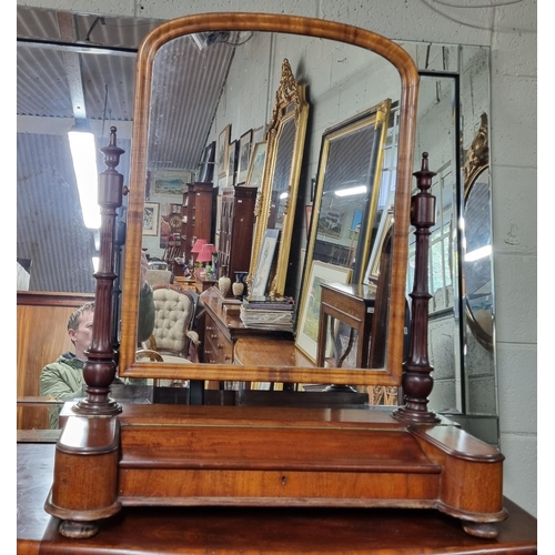 879 - A 19th Century Mahogany Crutch Mirror of large size. W 75 x 31 x H 90 cm approx.