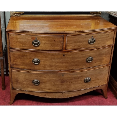 893 - A good Georgian Mahogany bow front Chest of Drawers with two short over two long. W 107 x 50 x H 86 ... 