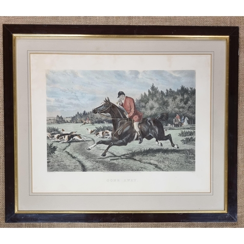 908 - A good pair of 19th Century hunting Engravings after Sheldon Williams. 'The hunting morning and Gone... 