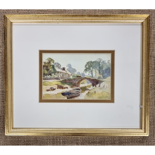 912 - Two really well framed coloured Prints of river scenes. 28 x 34 cm approx.