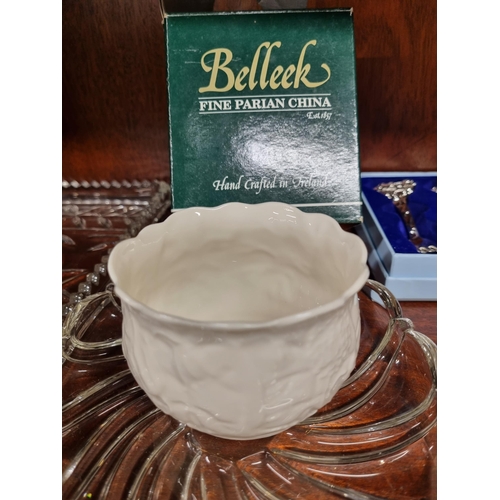 925 - A large quantity of decorative Items on one shelf to include Belleek.