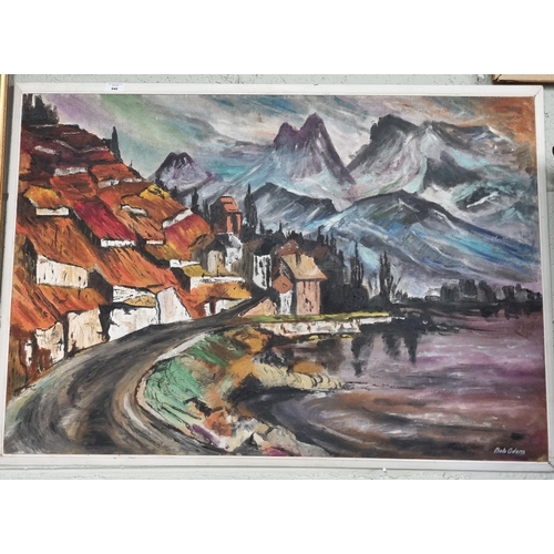 946 - A large Oil on Board of an Alpine scene, signed Bob Adams lower right. 61 x 91 cm approx.