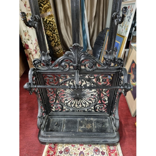 984 - A very good heavy Cast Iron Coat Stand with tray base. W 75 x H 182 cm approx.