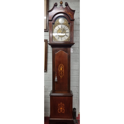 725 - A good 19th Century Mahogany and Inlaid Longcase Clock with architectural pediment top, by Beaver Lt... 