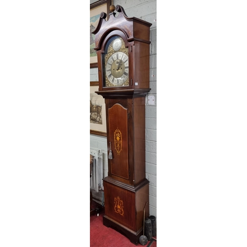 725 - A good 19th Century Mahogany and Inlaid Longcase Clock with architectural pediment top, by Beaver Lt... 