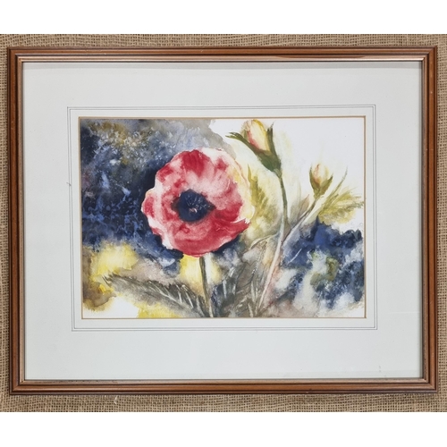 726 - A 20th Century Watercolour of Poppies, no apparent signature. 26 x 36 cm approx.