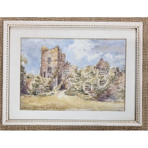 749 - A 19th Century Watercolour of ruined castle. Indistinctly signed LL. 16 x 22 cm approx.