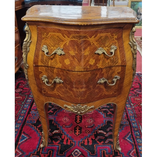 772 - A good 20th Century Rosewood and Inlaid bombe shaped Side Cabinet with ormolu mounts. W 56 x 35 x H ... 