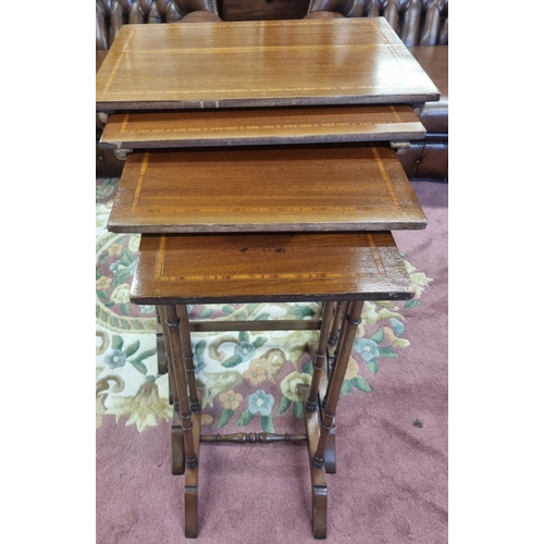 1040 - A good Edwardian Mahogany and inlaid Quartetto Nest Of Tables. H 74 x 55 x 38 cm approx.