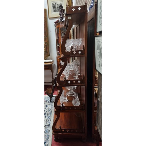 565 - A 20th Century Mahogany Waterfall Bookcase of large form with pierced outline sides. 90 x D 42 x H 1... 