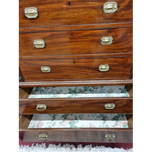 202 - An early 19th Century Mahogany Chest on Chest with dental cornice top and bracket feet. 110 x 54 x H... 