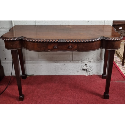 215 - A good 19th Century Mahogany single drawer Side Table with serpentine and rope edge outline on squar... 