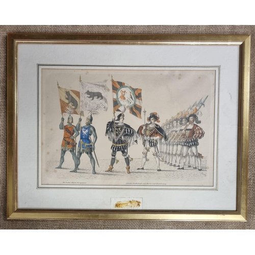 465 - A 19th Century hand coloured Military Print. Possibly German. In a good original frame.
46 x 60 cm a... 