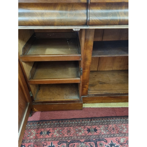 483 - A Victorian Mahogany Pedestal Sideboard with triple frieze drawer and carved gallery back.
 W 152 x ... 